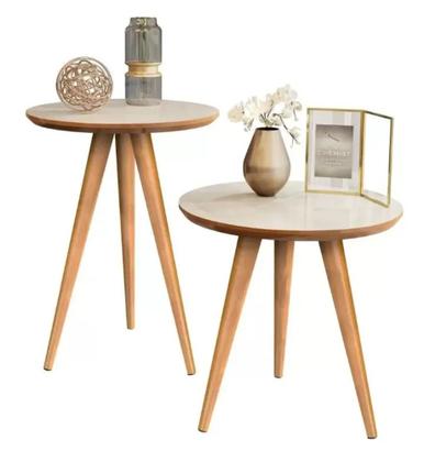 Imagem de Conjunto 2 Mesas Retrô Pés Palito Apoio e Lateral Classic - Cores Diversas - Compre Aqui