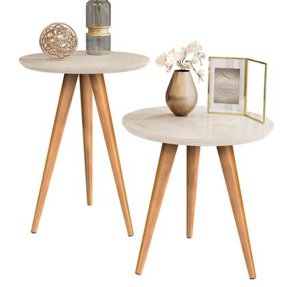 Imagem de Conjunto 2 Mesas Retrô Pés Palito Apoio e Lateral Classic - Cores Diversas - Compre Aqui