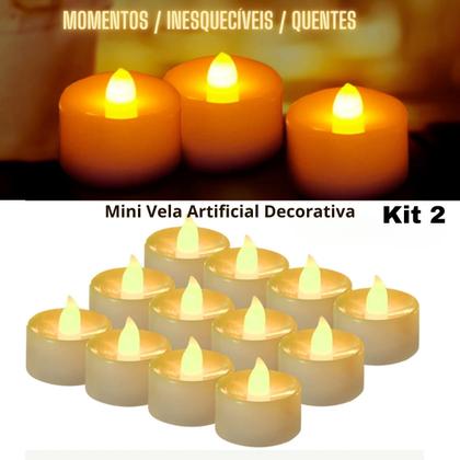 Imagem de Conjunto 2 Mini Vela Led Eletrônica Artificial Atmosfera Encantadora Vela Moderna