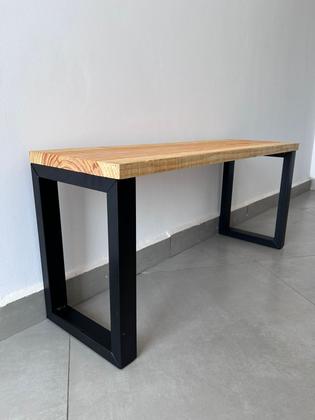 Imagem de Conjunto 2 Peças Banco Industrial Rústico Acento Madeira Maciça E Aço 100 Cm