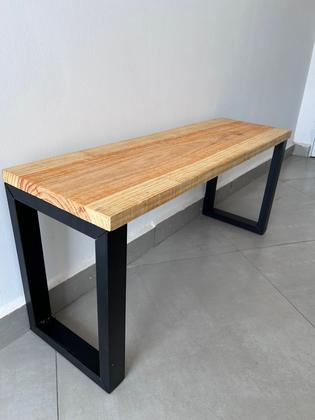 Imagem de Conjunto 2 Peças Banco Industrial Rústico Acento Madeira Maciça E Aço 100 Cm