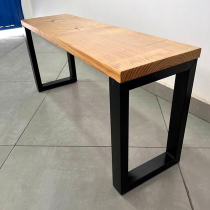 Imagem de Conjunto 2 Peças Banco Industrial Rústico Acento Madeira Maciça E Aço 100 Cm