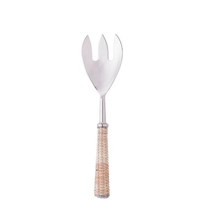 Imagem de Conjunto 2 Peças Colher e Garfo para Salada de Aço Inox com Cabo em Rattan Wolff