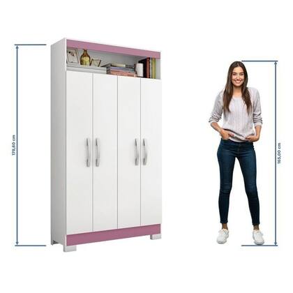 Imagem de Conjunto 2 Peças com Mesa Escrivaninha e Armário 4 Portas com Nicho Branco