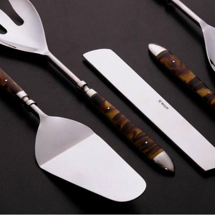 Imagem de Conjunto 2 Peças para Salada Garfo e Colher para Servir Aço Inox com Cabo de Resina Wolff