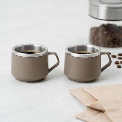 Imagem de Conjunto 2 peças tramontina 2 xícaras para café empilhavel 80ml em aço inox cinza 64760/308