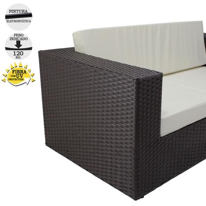 Imagem de Conjunto 2 Poltronas 1 Namoradeira Assento Estofado com Mesa - Branco Gelo Tabaco - Classe A