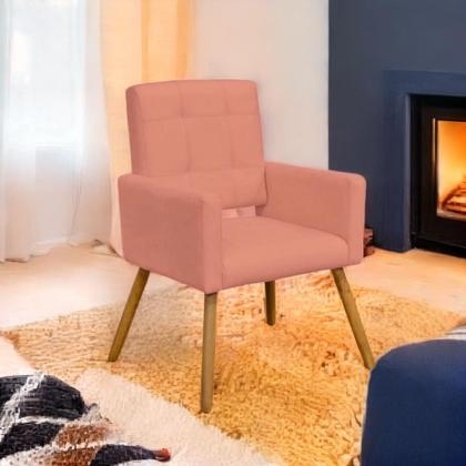 Imagem de Conjunto 2 Poltronas Cadeira Estofada Decorativa Camila Suede Coral - INCASA DECOR