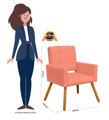 Imagem de Conjunto 2 Poltronas Cadeira Estofada Decorativa Camila Suede Coral - INCASA DECOR
