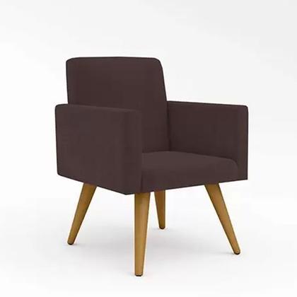 Imagem de Conjunto 2 Poltronas Decorativas Nina e 1 Namoradeira Pés Palito Suede Marrom VickyDecor
