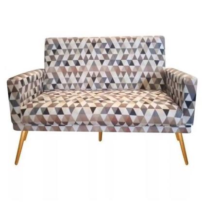 Imagem de Conjunto 2 Poltronas Decorativas Nina e 1 Namoradeira Pés Palito Suede Triângulo Bege VickyDecor