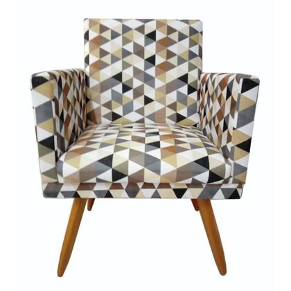 Imagem de Conjunto 2 Poltronas Decorativas Nina e 1 Namoradeira Pés Palito Suede Triângulo Bege VickyDecor