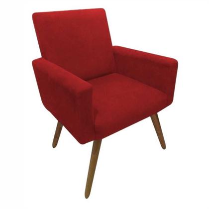 Imagem de Conjunto 2 Poltronas Decorativas Para Sala Nina Pés Palito Suede Vermelho DecorArt