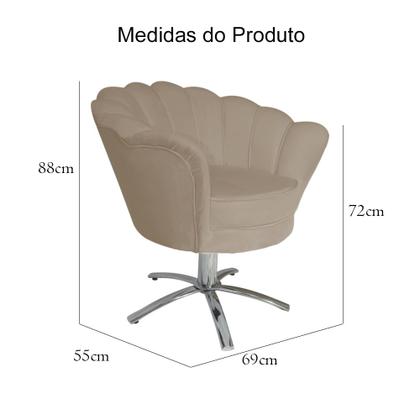 Imagem de Conjunto 2 Poltronas Estofada Com Base Giratória de Metal Pétala Suede Cappuccino - LM DECOR