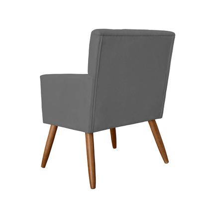 Imagem de Conjunto 2 Poltronas Estofadas Pés Palito Sala de Visitas Onix Suede Cinza - LM DECOR