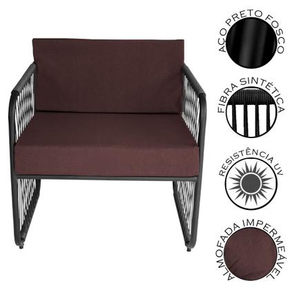 Imagem de Conjunto 2 Poltronas para Sala de Estar Córdova em Aço Carbono e Fibra Sintética Acesse Móveis