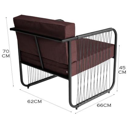 Imagem de Conjunto 2 Poltronas para Sala de Estar Córdova em Aço Carbono e Fibra Sintética Acesse Móveis