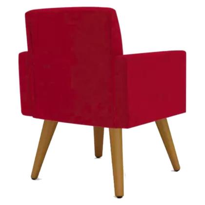 Imagem de Conjunto 2 Poltronas Para Sala Decorativa Nina e Puff Pés Palito Suede Vermelho Arapol