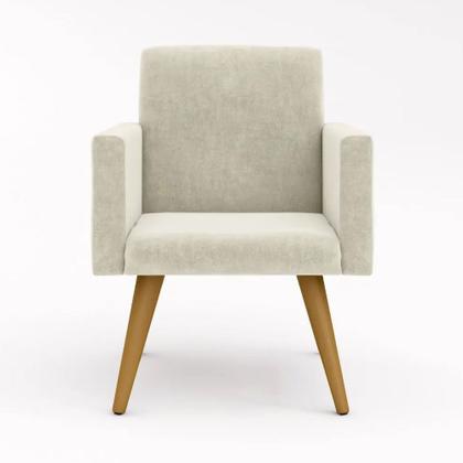 Imagem de Conjunto 2 Poltronas Para Sala Decorativa Nina Pés Palito Suede Bege Arapol