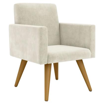 Imagem de Conjunto 2 Poltronas Para Sala Decorativa Nina Pés Palito Suede Bege Arapol