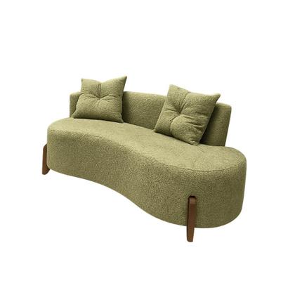Imagem de Conjunto 2 Poltronas + Sofá Curvo Orgânico Luna Boucle Pés de Madeira - Montanaris Decor