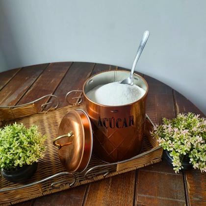 Imagem de Conjunto 2 Potes Lata Para Café Açúcar Biscoito Bolacha Gold Cobre Rose 1L Com Tampa Porta Mantimentos Em Metal Armazenar Elegante Wincy