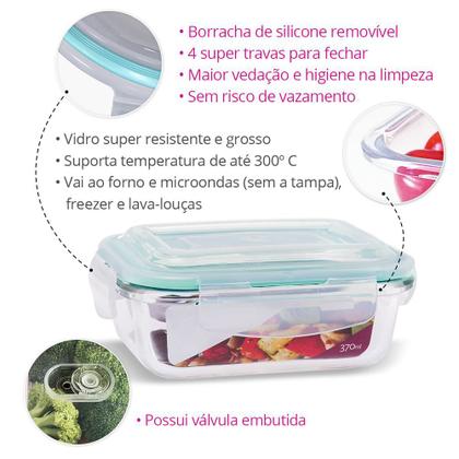 Imagem de Conjunto 2 Potes Vidro Hermético Marmita Mantimentos 370ml