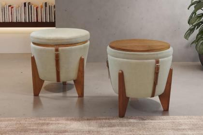 Imagem de Conjunto - 2 Puffs Banqueta Fênix Baú Mesa Castellar Móbile