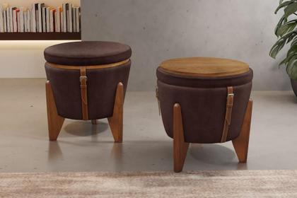 Imagem de Conjunto - 2 Puffs Banqueta Fênix Baú Mesa Castellar Móbile