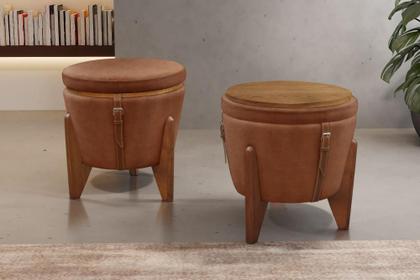 Imagem de Conjunto - 2 Puffs Banqueta Fênix Baú Mesa Castellar Móbile