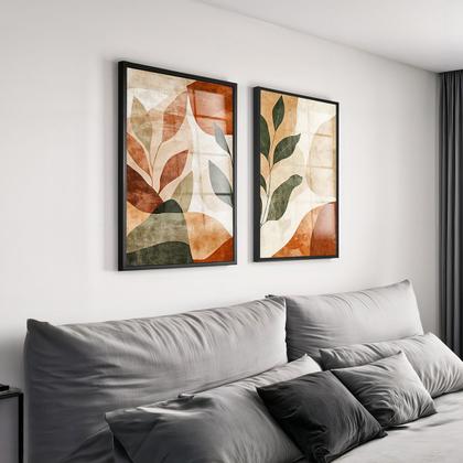 Imagem de Conjunto 2 Quadros Decorativos com Moldura Caixa Relevo Moderno 3D  Kit para Sala, Escritorio, Hall Cozinha