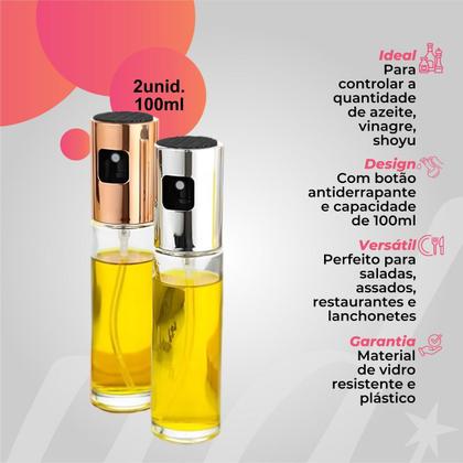 Imagem de Conjunto 2 Sprays Pulverizadores Uso Culinário Prata Dourado 100ml