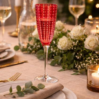 Imagem de Conjunto 2 Tacas De Champagne De Vidro Orquidea Vermelho 200ml