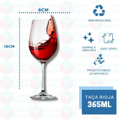 Imagem de Conjunto 2 Taças de Vidro 365ml VINHO TINTO ÁGUA Cristal