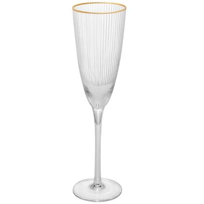 Imagem de Conjunto 2 taças para champanhe de vidro com borda dourada lines 300 ml