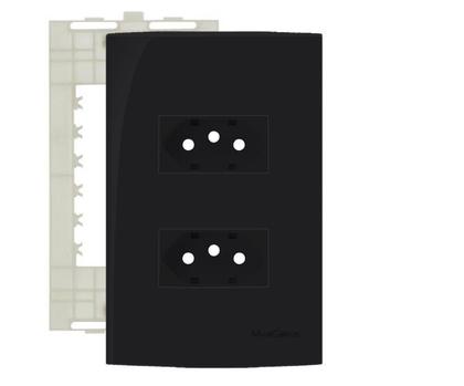 Imagem de Conjunto 2 Tomada 2P+T 10A 4x2 Preto Ebony Clean MarGirius