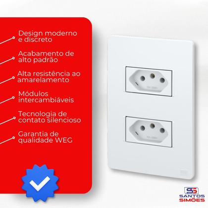 Imagem de Conjunto 2 Tomadas 10A 2P+T com Placa Branco Esatta Weg