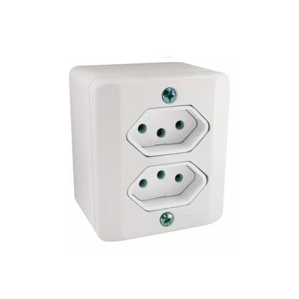 Imagem de Conjunto 2 Tomadas Sobrepor Com Caixa 2P T 250V/20A Branco 4 X 2 63121 Ilumi