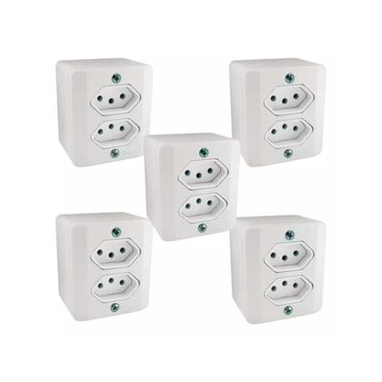Imagem de Conjunto 2 Tomadas Sobrepor Com Caixa 2P T 250V/20A Branco 4 X 2 63121 Ilumi