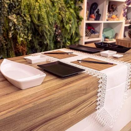 Imagem de Conjunto 2 Travessas Retangulares 24,5x16,5cm de Melamina Preto Lyor Comida Japonesa