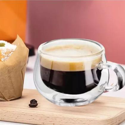 Imagem de Conjunto 2 Xicaras Canecas De Vidro Parede Dupla Istambul Café 200ml