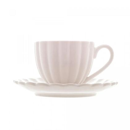 Imagem de Conjunto 2 Xicaras de Café em Porcelana com Pires Pétala Branco Matt 90ml Wolff