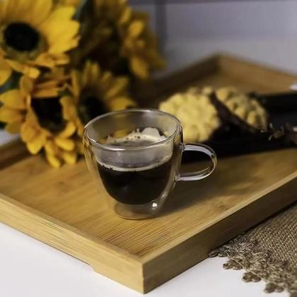 Imagem de Conjunto 2 Xícaras De Vidro Duplo Café Chá Expresso 120Ml