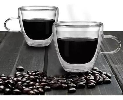 Imagem de Conjunto 2 Xícaras De Vidro Duplo Café Chá Expresso 120Ml