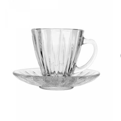 Imagem de Conjunto 2 Xícaras para Café de Cristal com Pires Radial 180ml - Lyor