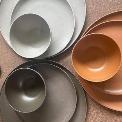 Imagem de Conjunto 24 Pratos Rasos Fibra Pinho PP 27cm Servir Doces Salgados Bar Pine Wolff