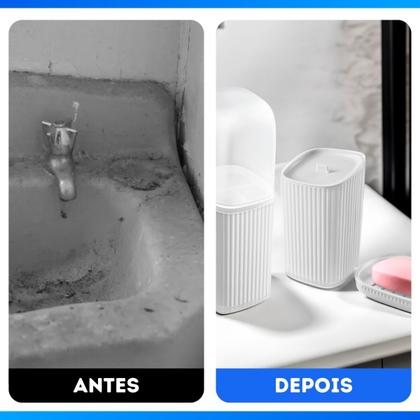 Imagem de Conjunto 3 Acessórios De Banheiro Kit Completo Porta Escova De Dente Saboneteira Porta Algodão