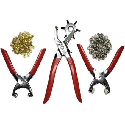 Imagem de Conjunto 3 Alicates Para Furar E Aplicar Ilhós E Botão Metal