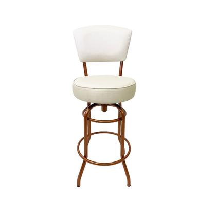 Imagem de Conjunto 3 Banquetas Alta Bar Giratória com Encosto cor Cobre Assento cor off white grosso Confortável