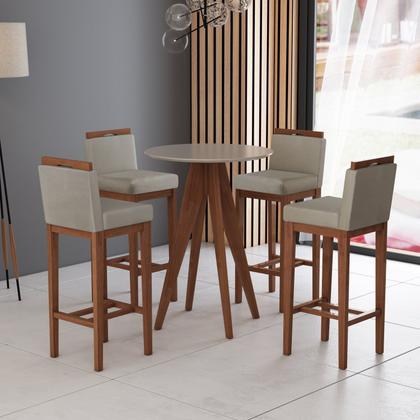 Imagem de Conjunto 3 Banquetas Alta em Madeira Maciça Libéria CCS Interiores